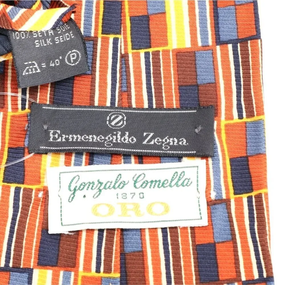 Ermenegildo Zegna x Gonzalo Comella ORO 100% Silk Tie Multicolor Geometric